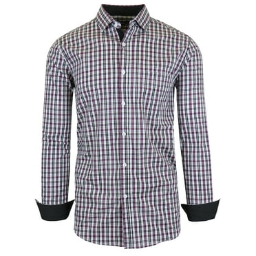 Fasclot Mens White Business Slim Fit Premium Shirts Printed Long Sleeve Button Shirt Top Blouse 